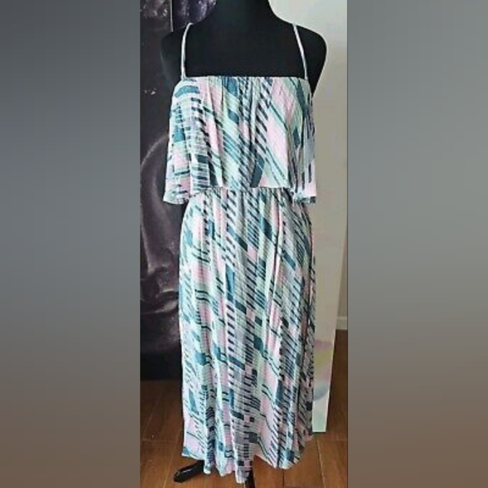 HER Y THREAD Spaghetti Strap Green Printed SideElegant Multicolor Women's Dress